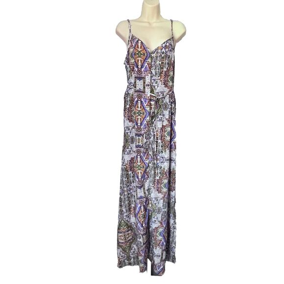 Ark & Co Maxi Dress Womens Large Beachy Loose Tribal Strappy Beach Boho Colorful - Picture 1 of 9
